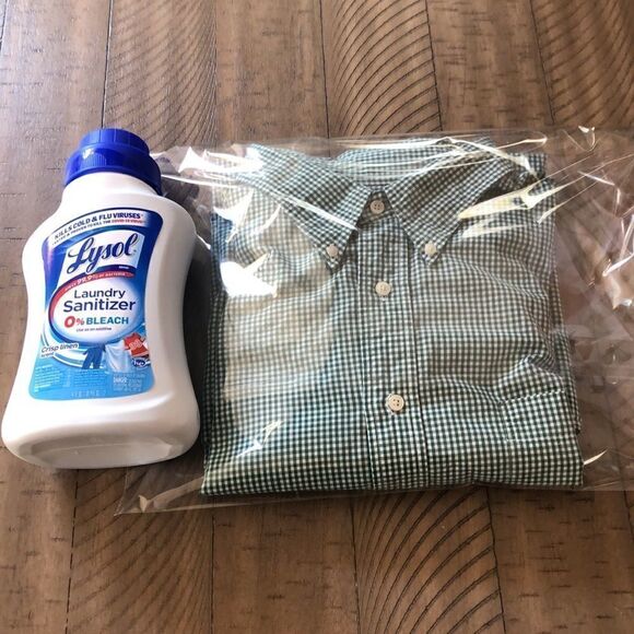 Lands End 💯% Cotton Classic Button Down Tall Shirt in Grass Green Check Print - Picture 10 of 11